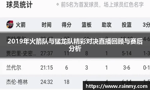 2019年火箭队与猛龙队精彩对决直播回顾与赛后分析